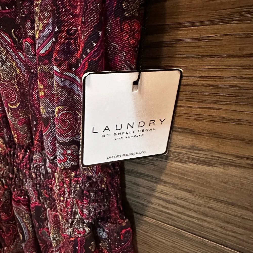 Laundry By Shelli Segal Burgundy and Pink Paisley Mini Dress - Picture 3 of 3